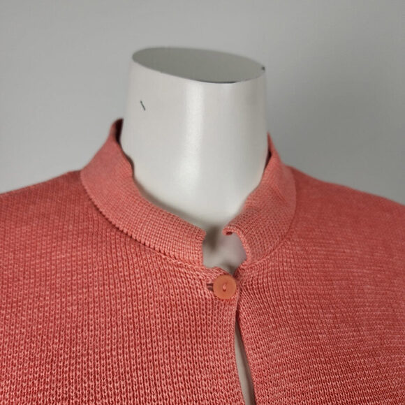 Eileen Fisher Coral Linen Knit Button Up Cardigan Size M - Picture 2 of 8